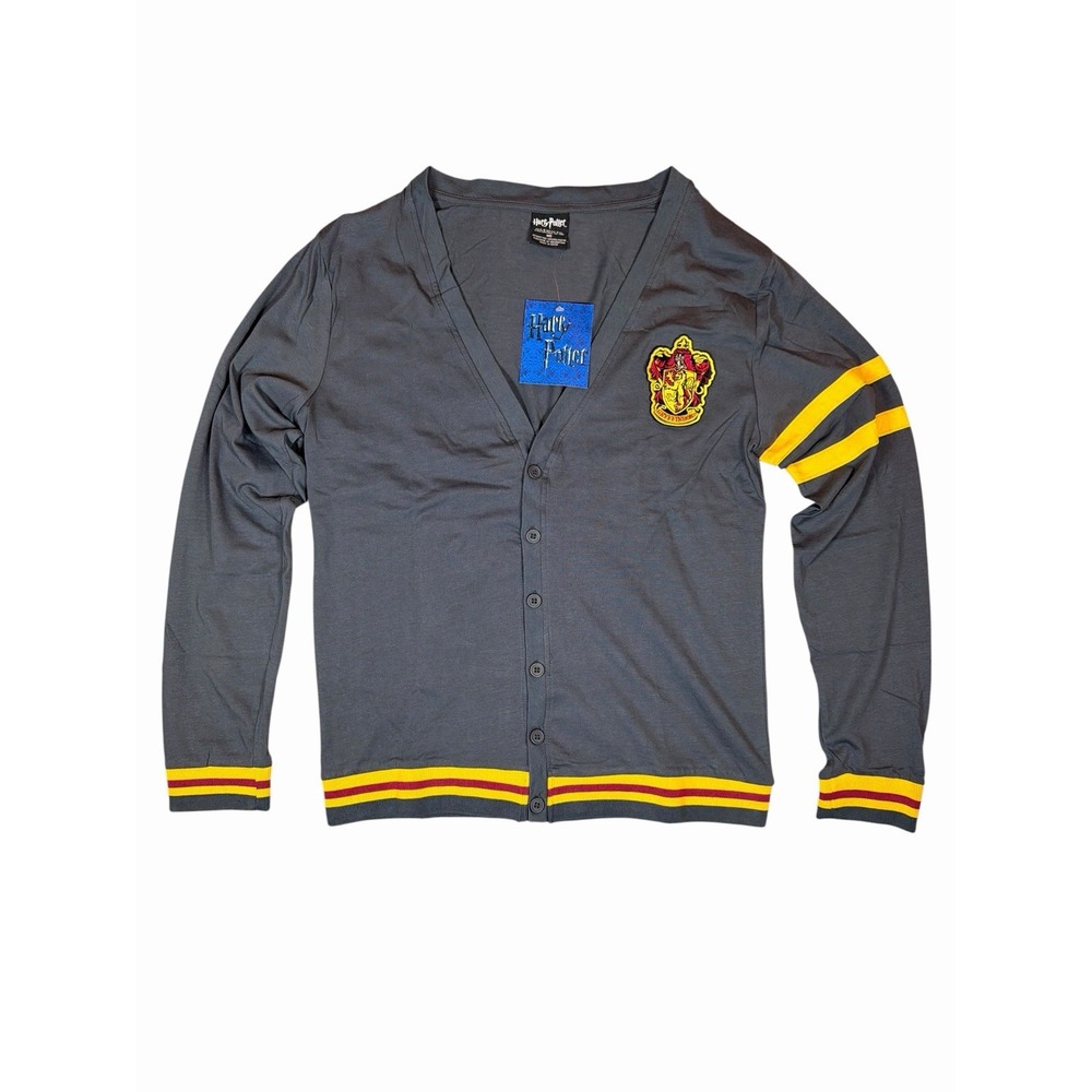 NWT Harry Potter Gryffindor Cardigan Sweater Mens M Gray Button Front Warnerbros